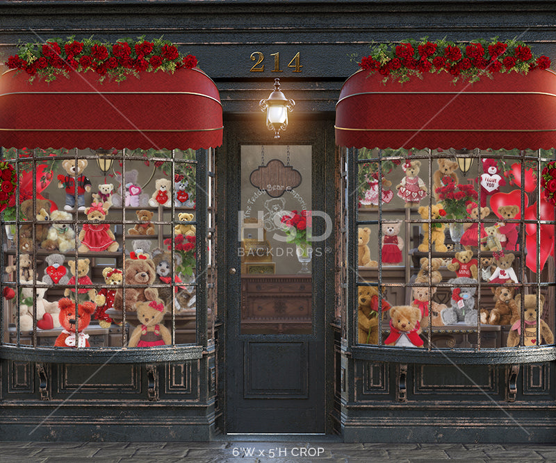 Valentine's Day Teddy Bear Shop Backdrop for Pictures 