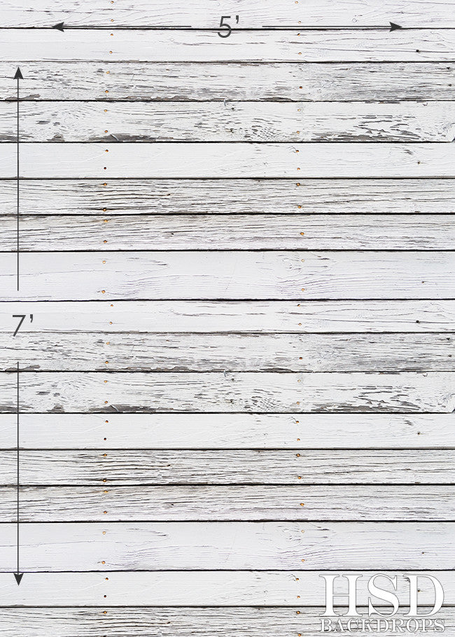 Weathered White Wood Floor Drop - HSD Photography Backdrops 