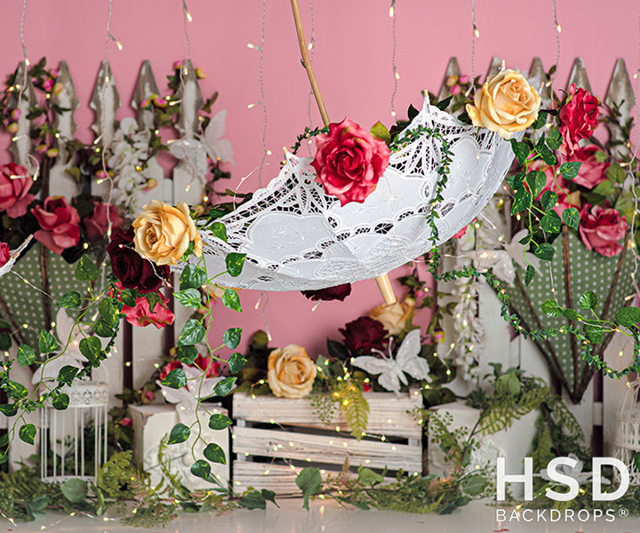 Umbrellas and Blooms - HSD Photography Backdrops 