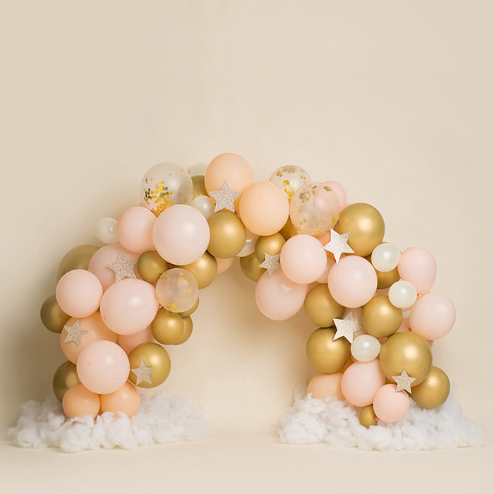 Pink and Gold Balloon Arch Backdrop - HSD Photography Backdrops 
