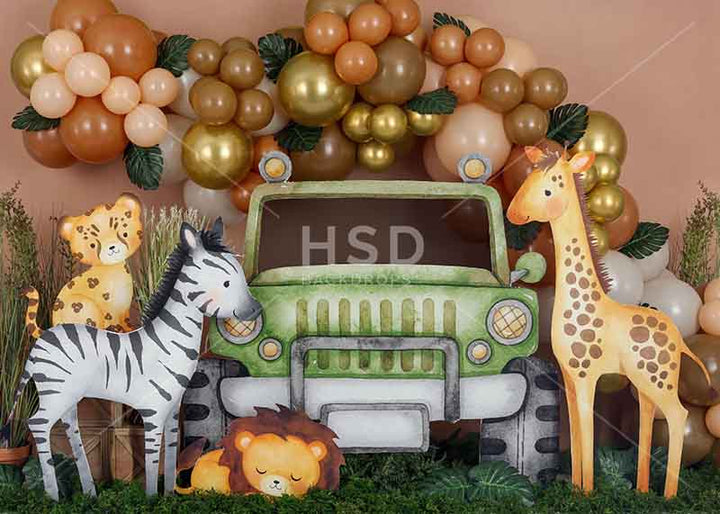 Wild One Safari Backdrop | Two Wild Jungle Theme Backdrop for Birthday cake smash photos