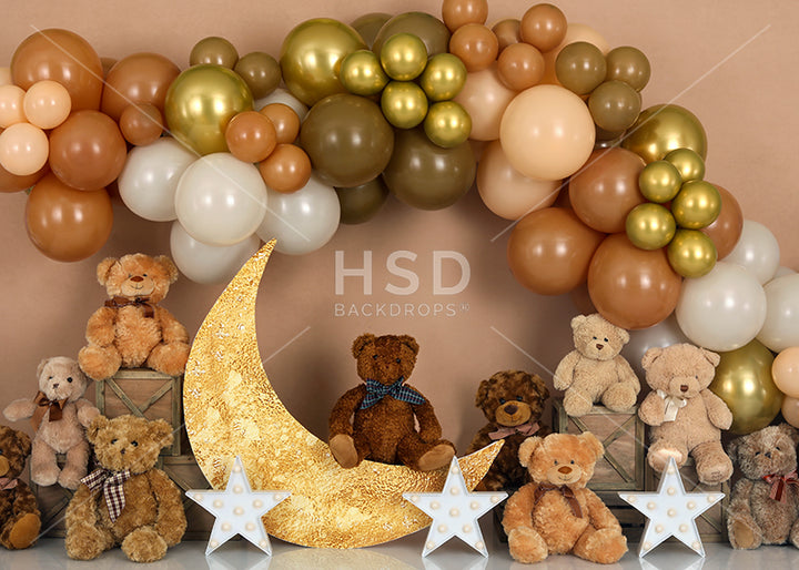 Teddy Bear Backdrop for Birthday Cake Smash Photography  | HSD Backdrops