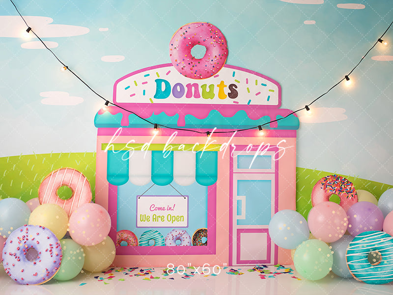 Donut Grow up Background for Donut Party 1t Birthday Cake Smash Photos