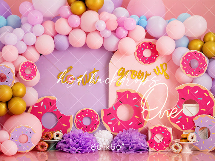 Donut Grow Up Backdrop for 1st Birthday Party Studio Photography 