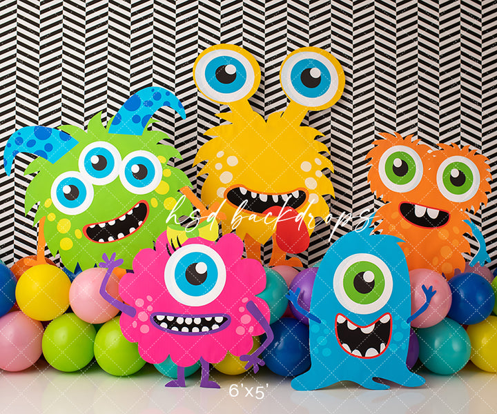 Little Monster Backdrop for Cake Smash Birthday Party Photos