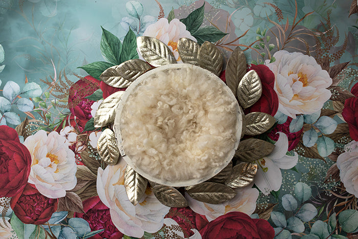 Winter Floral with Gold II | Digital - HSD Photography Backdrops 